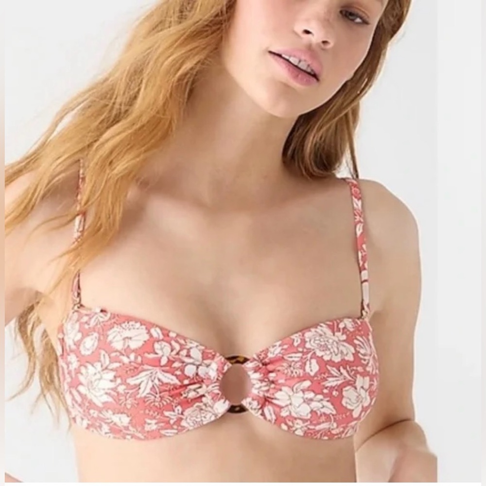 NWT J CREW Floral Pink Bikini Top…..635